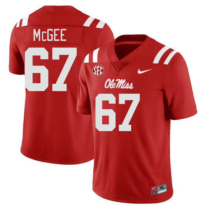 Men #67 Quincy McGee Ole Miss Rebels College Football Jerseys Stitched Sale-Red - Click Image to Close